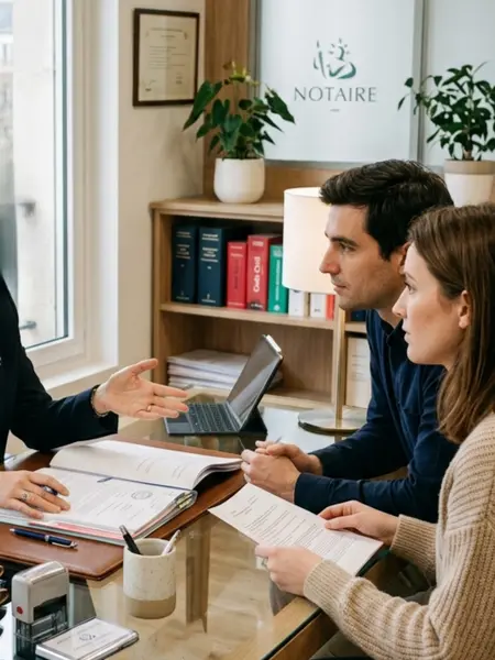 Notaire à Caen conseillant un couple pour un achat immobilier dans le Calvados, Office de Maître Camille Delepelaire