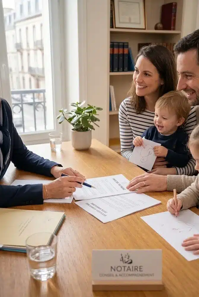Maître Camille Delepelaire, notaire à Caen, accompagne une famille pour un conseil en droit de la famille et successions